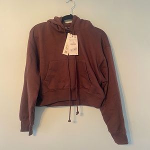 Zara Brown Cropped Hoodie